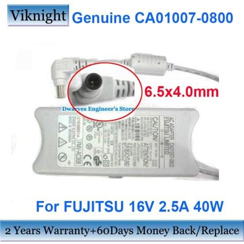 Genuine CA01007-0800 16V 2.5A 40W AC Adapter For FUJITSU FMVMG50H P1510 FPCAC28 SEB55N2-16 FPCAC43 CP235934-01 Charger 6.5x4.0mm