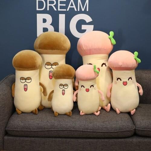 Mushroom Pleurotus Eryngii Plush Toys Soft Kawaii Cute Small Food Vegetable Home Pillow Kids Toys Stuffed Toys for Children