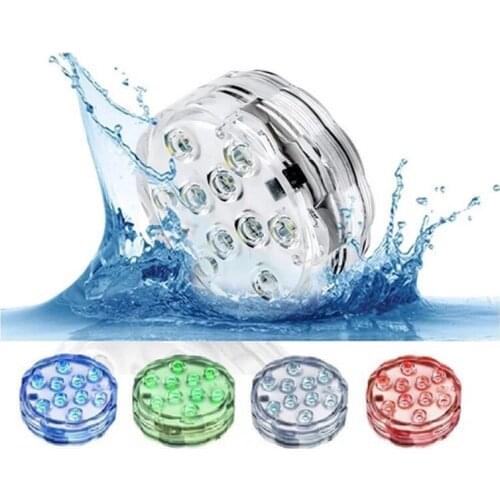 16 Colors Submersible 10 Led Light with Suction Cup for Outdoor Pond Fountain Vase Garden Swimming Pool Underwater Night Lamp