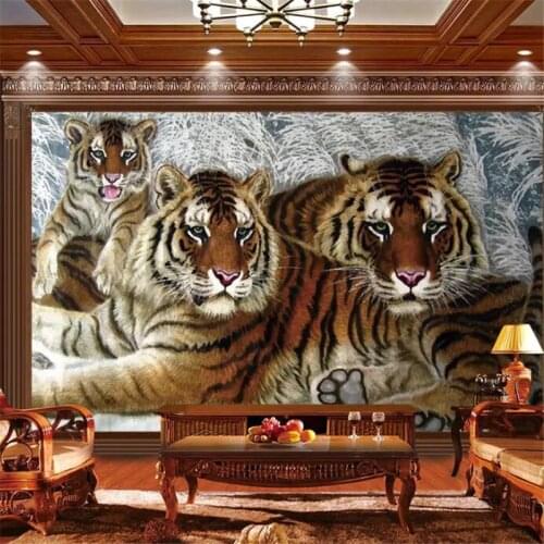 Custom wallpaper 3D mural tiger family home wallpaper living room bedroom decorative painting wall paper home decor 3d wallpaper