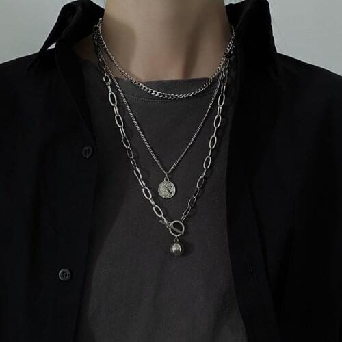 BM European And American Popular Explosion Models Punk Style Hip Hop Multilayer Necklace personality generous metal chain neckla