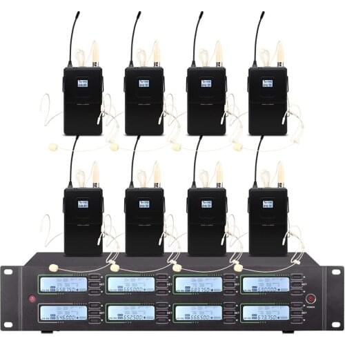 Professional UHF wireless microphone series 8-channel head-mounted microphone for church school stage performance microphone