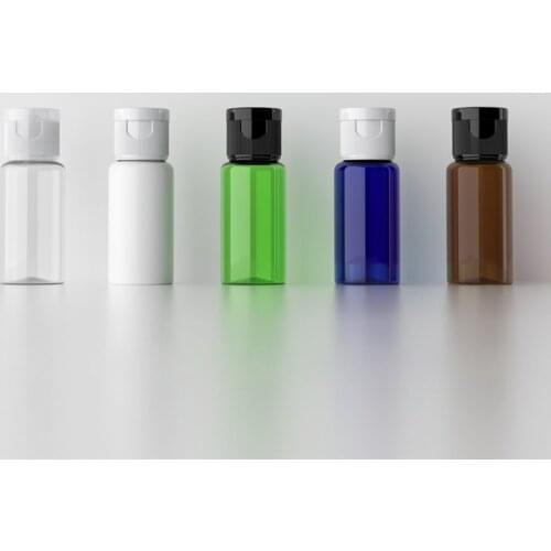 15ML 100pcs Transparent White Brown Blue Green Empty Flip Cap Refillable Cosmetic Bottle Travel Portable Lotion Plastic Bottles