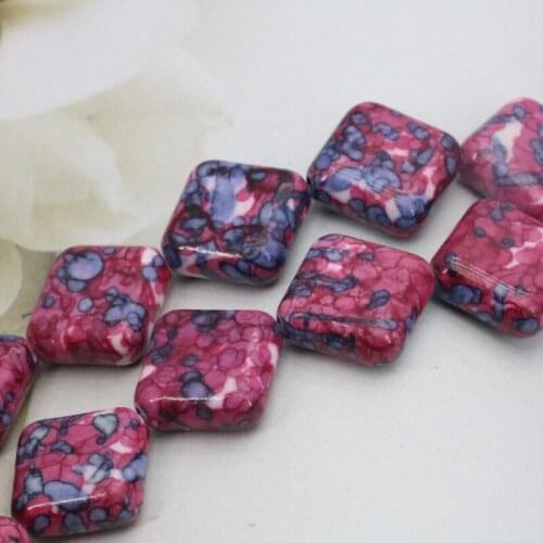 Riverstones Square diagonal shape loose beads 14mm DIY 15 inches jewelry Accessory making design three colors can be selected