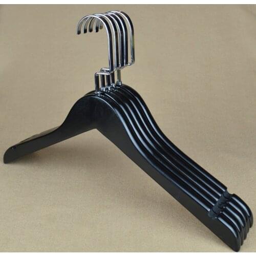 Sainwin 10pcs/lot Wooden Clothes Hangers, Clothes Braces And Trousers Racks/Black Solid Wood Dress Hangings