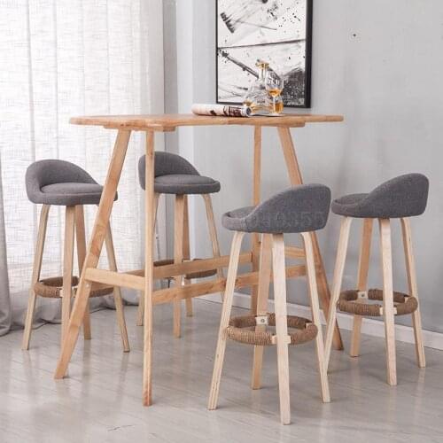 Desk chair modern minimalist bar chair home solid wood high stool fashion bar stool high stool front desk chair
