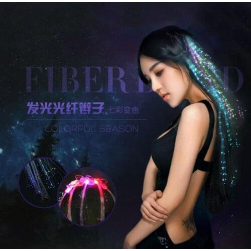 LED luminous colorful butterfly braid flash optical fiber filament wig hair bar push small gift toys