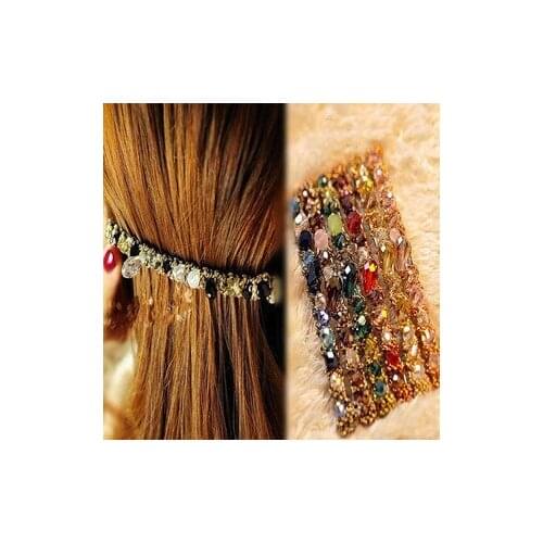 Women hairpin multi-colored sparkling irregular crystal spirally-wound broadside hair clip jewelry color random