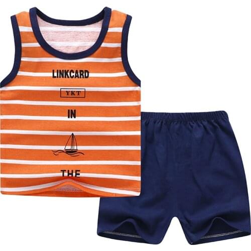 ZWY899 Summer Children Casual Clothes Suit Baby Boys Girls Vest Shorts 2Pcs/set Toddler Cotton Clothing Kids Tracksuits