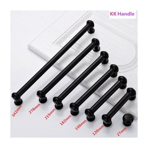 1PCS Black Cabinet Handle Bar Kitchen Door Knob Furniture Drawer Pull wardrobe cabinet door long handle Hole distance 96~320mm