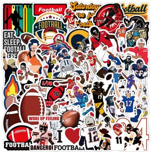 50PCS Sports Rugby Football Stickers Laptop DIY Fridge Guitar Motorcycle Phone Luggage DIY Skateboard Cool Sticker Decal Kid Toy