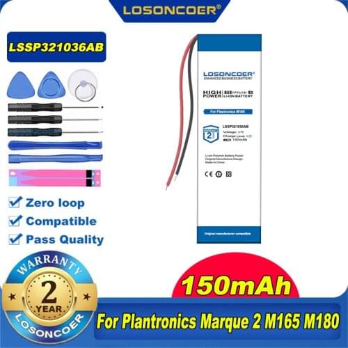 100% Original LOSONCOER 150mAh LSSP321036AB Battery For Plantronics Marque 2 M165 M180 Headset Battery