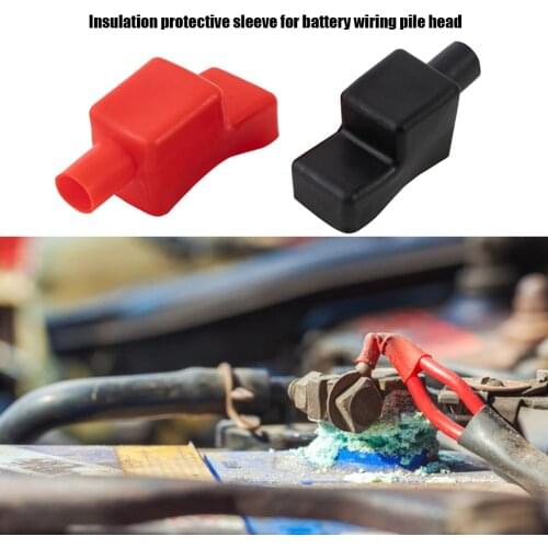2pcs Car Battery Negative Positive Terminal Covers Cap Boot Insulating Terminal Protector Replacement Tools Auto Accessories