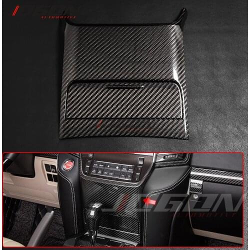 2Pcs Real Carbon Fiber Central Control Air Vent Button Storage Box Panel Trim For Toyota Land Cruiser LC200 FJ200 2016-2020