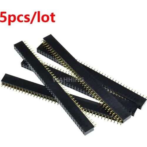 5pcs/lot 2.54mm 2*40 Pin Female Double Row Pin Header Strip Header 2*40P Dual Pin Connector HY304*5