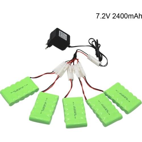 7.2v 2400mah AA NI-MH Battery Tamiya Plug with charger high capacity remote car ship robot rechargeable toy battery