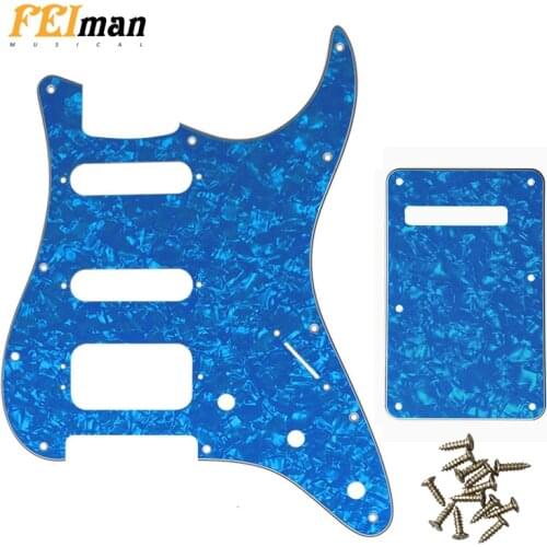 Pleroo Guitar Accessories Pickguards with back Plate and 11 Screws for fender Deluxe Stratocaster HSS 6 Strings Guitarra parts