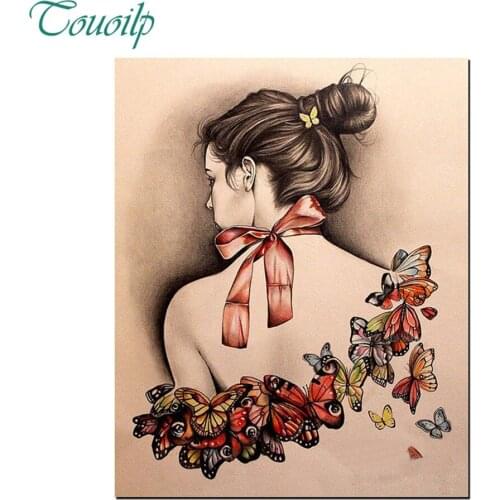 New 5D DIY Diamond Painting Butterfly Woman Mosaic Resin Square&round Rhinestone Portrait Embroidery Beauty Decor Cross Stitch