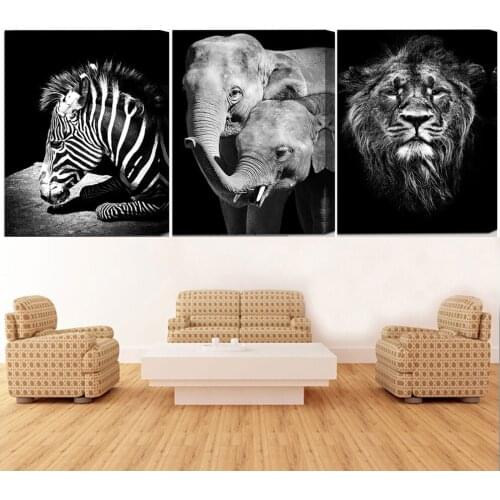 Diamond painting elephant lion zebra full drill Square Round Mosaic Triptych Rhinestone Embroidery black white wall art ML1426