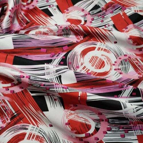 Handmade Craft Satin Fabric Soft Abstract Print Satin Material DIY Lining craft Tilda doll glossy Polyester Charmeuse Fabric