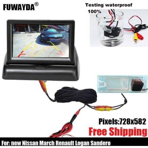 Free shipping SONY CCD Chip Car Rear View Reverse Mirror Image With Guide Line CAMERA for Nissan March Renault Logan Sandero