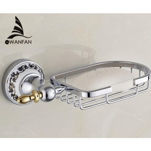 Soap Dishes Metal Golden Soap Basket Bath Storage Holder Ceramics Bathroom Accessories Home Improvent Soap Dish Wall ST-6706