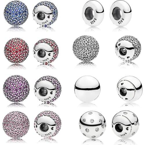 New S925 Sterling Silver Single Crystal Ball Chain Head Suitable For Diy Open Bracelet Original Female Jewelry Accessories