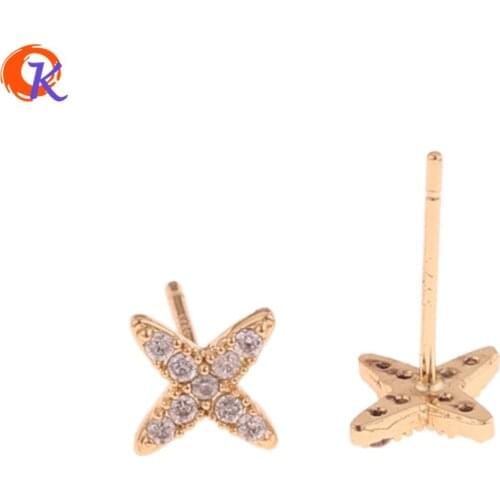 Cordial Design 20Pcs 16*16MM Fashion Jewelry/CZ Rhinestone Stud Earrings/DIY Making/Genuine Gold Plating/Women Earring For Party