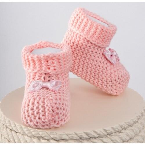 Unisex Organic Yarn Baby Shoes Knitted Bootee For Newborn Toddler Bootie Childrens Footwear Baby Boys Girls Crib Shoes