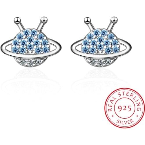 Girl Power 100% 925 Sterling Silver Venus Star Planet Stone Earrings Tiny Stud Earrings For Women Sterling-silver-jewelry