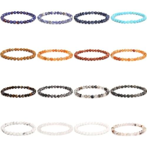 Faceted 6 mm Natural Beads Bangle Couples Yoga Prayer Labradorite Stone Bracelet Women Vintage Stretch Pulsera Jewelry Men Gifts