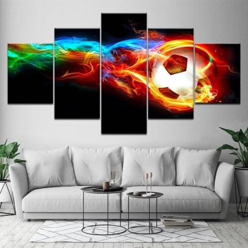 HD Printed 5 Piece Canvas Art Football Disintegration Painting Wall Pictures Modular Frame Painting Artwork Free Shipping