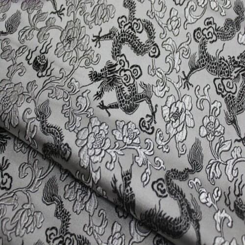 Classic White Black Dragon Brocade Fabric 50x72cm Jacquard Apparel Costume patchwork fabric Curtain Upholstery Furnishing Materi