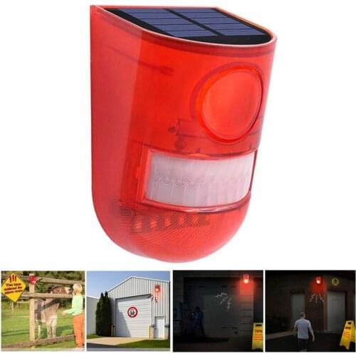 Solar Alarm Lamp 110db Warning Sound 6led Red Light IP65 Waterproof Motion Sensor Caution Lights For Warehouse Secret Place Wall