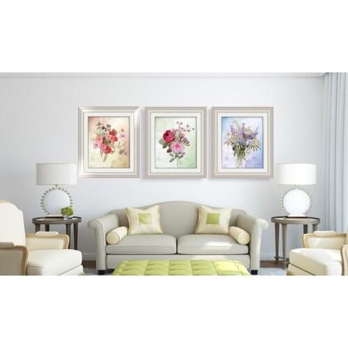 POVUOP Ribbon embroidery canvas size 55X65cm living room The bedroom restaurant hongfei cui dancing flowers