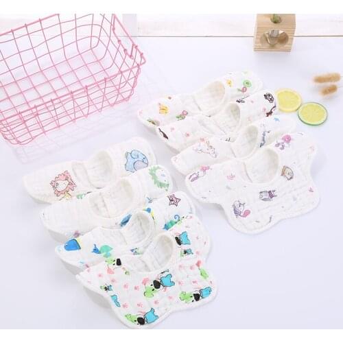6-layer cotton gauze petals bib Baby 360-degree saliva towel Boy-girl bib Infant feeding snoring clothes 28*28CM