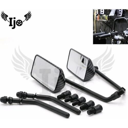 Top quality metal carbon fibre color rectangle motorbike side mirror for harley mirrors motorcycle rearview mirror scooter parts