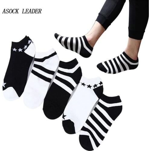 5 Pairs/Lot 2018 Spring & Summer New Cotton Mens Socks Comfortable Thick stripe boat socks shallow mouth star Mens Gift Socks