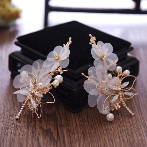 New female system butterfly barrette hairpin headdress bride get married edge clip wedding hair accessories