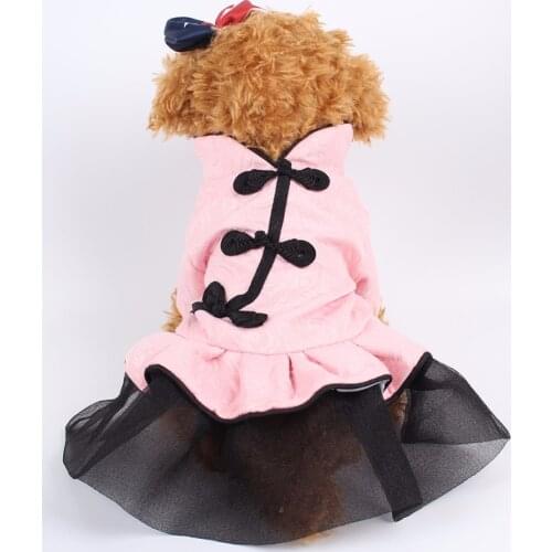 PipiFren Small Dogs Clothes Winter Dresses Coat Chinese style Princess For Pets Clothes Cat Dresses vetement chien hondenkleding
