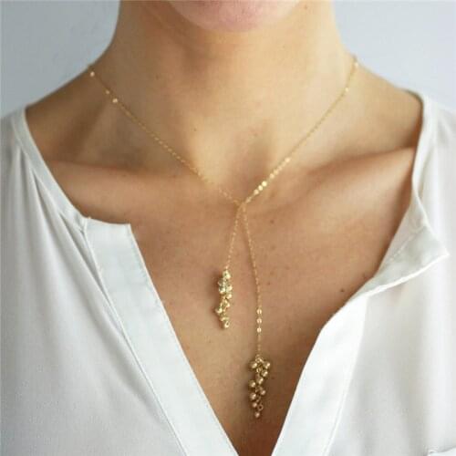 Real 14K Gold Filled Y Necklace Gold Beads Necklace Gold Choker Handmade Pendants Collier Femme Kolye Collares Boho Jewelry