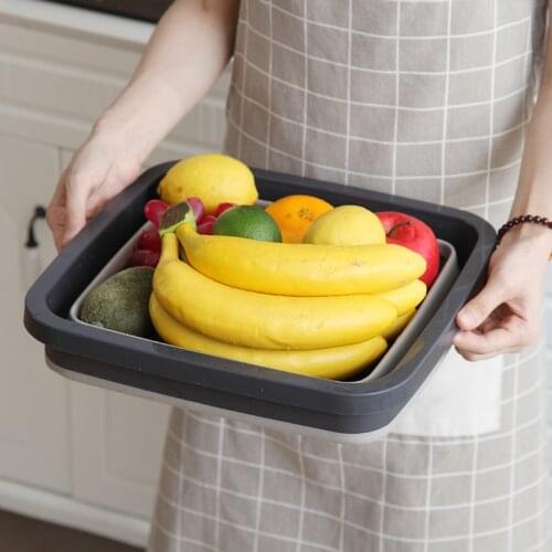 Portable Folding Bucket Camping Washbasin Folding Basin Silicone Washbasin Collapsible Fishing Car Wash Bucket Cleaning Supplies