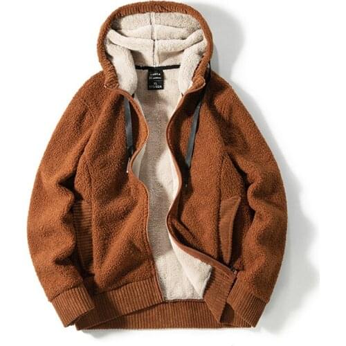 Casual Men Winter Long Sleeve Pockets Fleece Warm Hooded Loose Plus Size Coat Men Clothes Fashionable Mens Winter Jacket