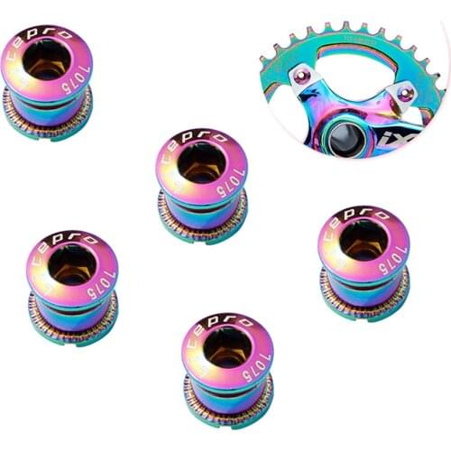 Oil Slick Bicycle Screws Chainring Fixing Bolts 6.5mm Single Plate Screws MTB Road Bike Screws with Nuts Chainwheel Bolts 4/5pcs