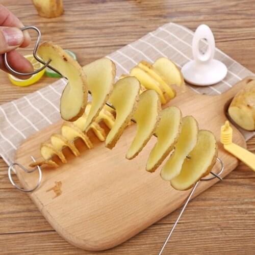 3 String Rotate Potato Manual Slicer Stainless Steel Plastic Twisted Potato Slice Cutter Spiral DIY Creative Kitchen Tools