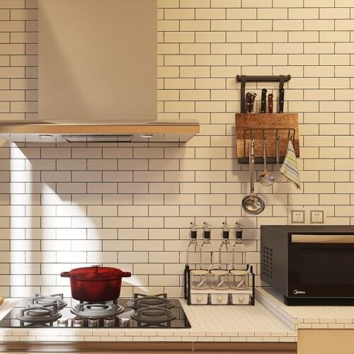 Black And White Lattice Kitchen Self-adhesive Wallpaper Waterproof And Oil-proof Wall Sticker Stove Tile Wallpaper PVC