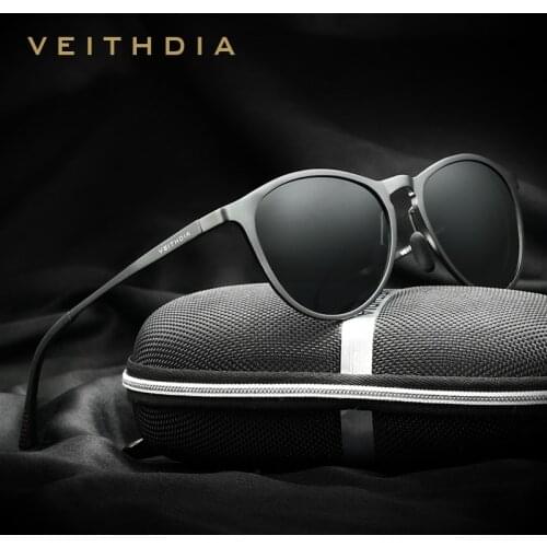 VEITHDIA Unisex Retro Aluminum Magnesium Mirror Sunglasses Polarized Lens Vintage Eyewear Driving Sun Glasses Men/Women 6625