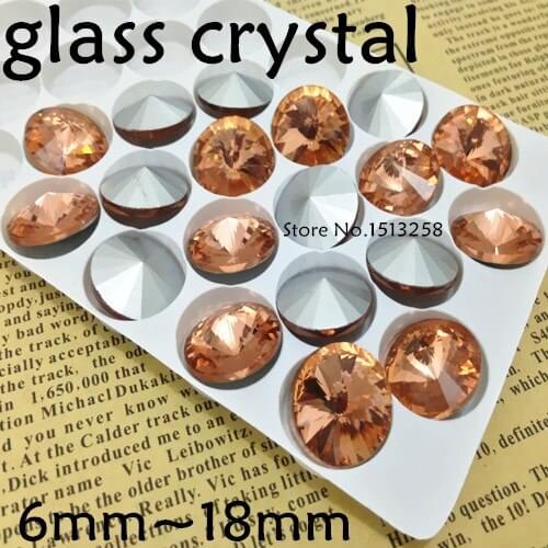 Light Peach Color Rivoli Crystal Fancy Stone Point Back Glass Stone For Jewelry Making 6mm 8mm 10mm 12mm 14mm 16mm 18mm