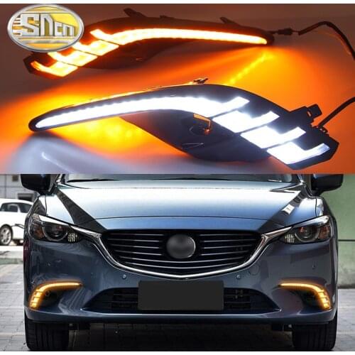 LED Daytime Running Light Dynamic Yellow Turn Signal Waterproof 12V Car DRL Fog Lamp Decoration For Mazda 6 2016 - 2019 Atenza