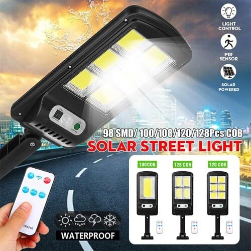 New COB Solar Street Light IP65 Waterproof PIR Motion Sensor Light with Remote Control Solar Light For Garage Yard Deck Pathway